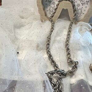 Vintage Handmade sterling Silver Chain with heavy cable knit Necklace